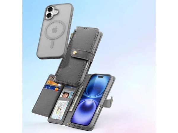 Dux Ducis Lawa läderfodral för iPhone 16 - grå