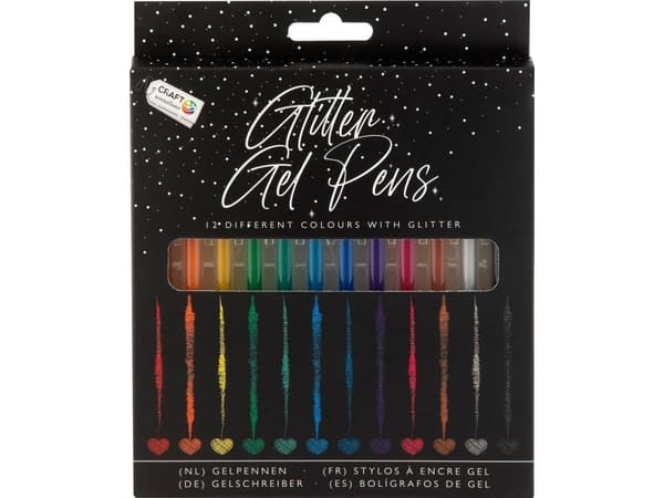 Grafix gelenner med glitter, 12 stk