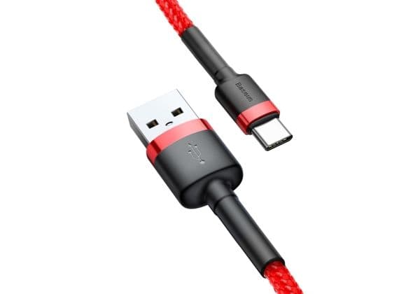 Baseus Cafule - USB-kaapeli - USB (han) til USB-C (han) - USB 2.0 - 9 V - 3 A - 0,5 m - rød