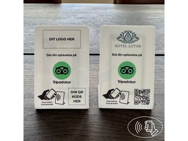 Bordsskylt med CHIP, liten – Recensera oss – TRIPADVISOR, akryl, vit