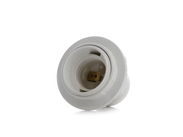 Lampeholder E27 - 1 termoplast hvit med krage D.3006B