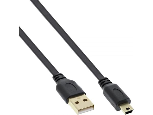 InLine 4043718178698, 5 m, USB A, Mini-USB B, USB 2.0, Hankjønn/hankjønn, Sort