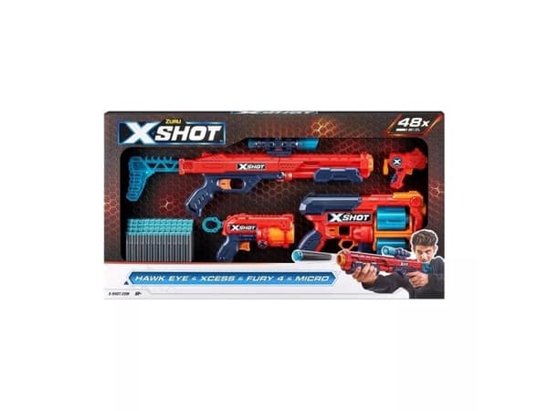 Zuru XShot Kit Launcher Excel Combo Hawk + Xcess + Fury 4 + Micro