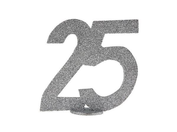 Borddekor med sølvglitter, 25 år
