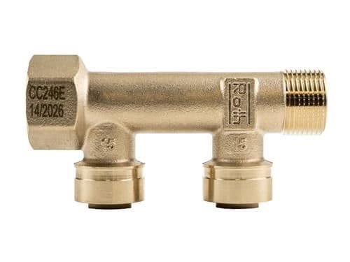 Jakoputki QuickPush 2x15 mm, Euro-pronssi