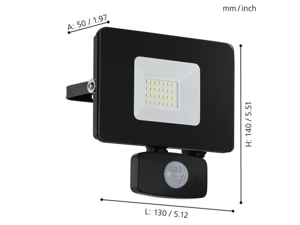 EGLO FAEDO 3 20W utendørs LED flomlys med sensor - Sort
