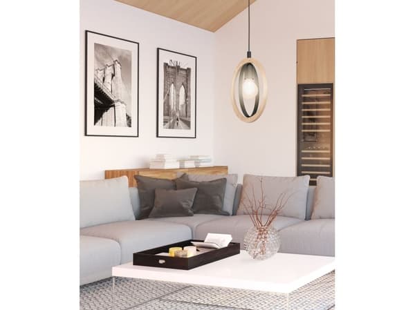 EGLO BASILDON pendellampe E27 sort/tre FSC