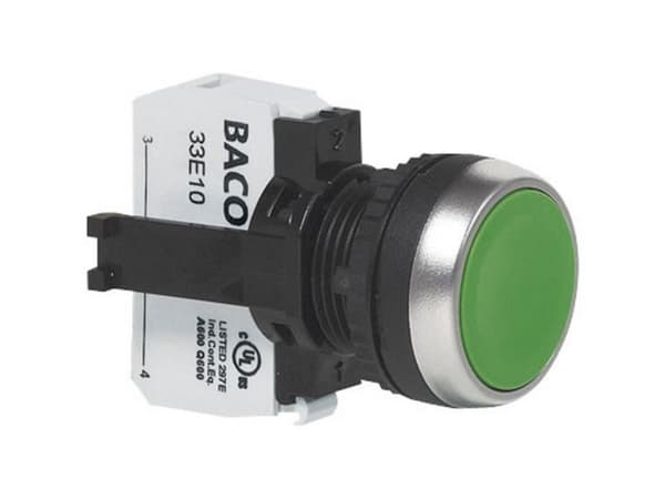 BACO BAL21AA02A L21AA02A tryckknapp frontring i plast, förkromad, grön 1 st