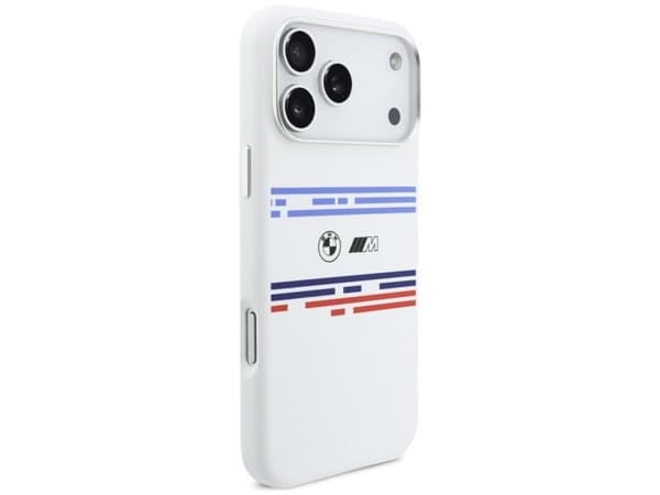 BMW M Silicon Horizontal Line MagSafe Case for iPhone 17 Pro Max - White