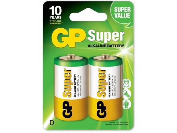 GP Batteries Super Alkaline D batteri, 13A/LR20, 2-pak