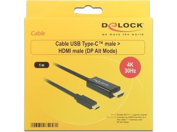 Delock - Extern videoadapter - Parade PS171 - USB-C - HDMI - svart