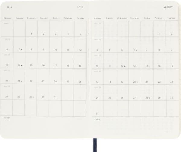 Classic Soft 12M Week Note Pocket Sapphire Blue 2026