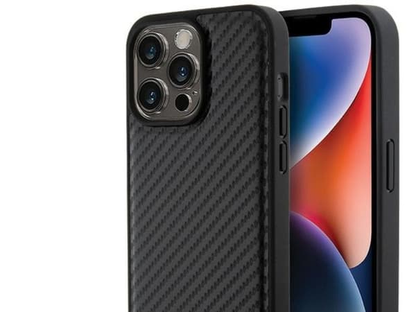 Hurtel BMW lær karbon-deksel til iPhone 15 Pro Max - sort