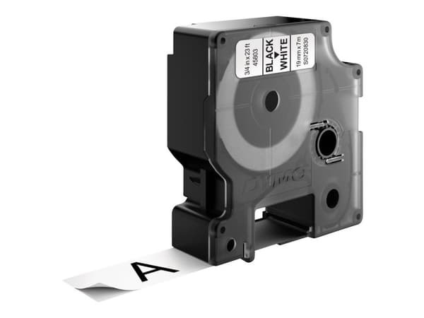 Labeltape DYMO® D1 sort på hvid 19mm x 7m