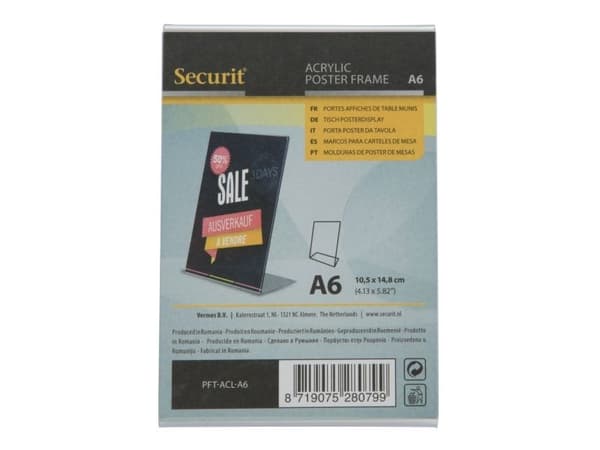 Securit postersram Securit L-formad A6 transp. akryl