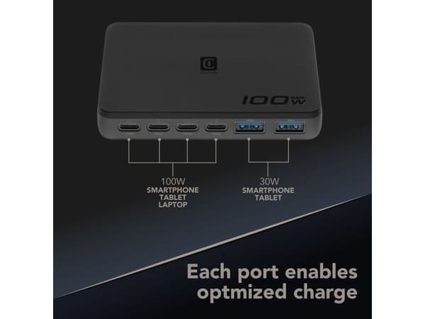 Cellularline ACHSLIM6USB100WK, Innendørs, AC, Svart