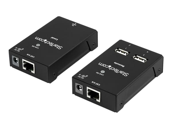 Startech 4-Port USB 2.0 Extender - 165ft (50m) USB Over Cat5/Cat6 Extender - Compact USB 2.0 Over Ethernet Extender (USB2004EXTV) - USB-utvider - U...