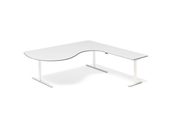 Hæve-sænkebord DNA, Lysgrå 2000x2000 mm Højre 3-ben/Sort