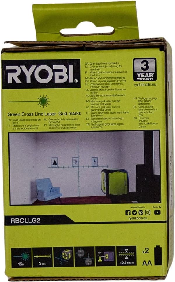 Ryobi Green line laser referenssipisteillä - RBCLLG2