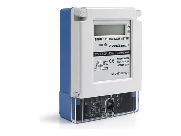 Qoltec - Strömmätare - enfas, 230 V, LCD - vit, blå