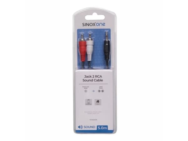 Sinox One mini jack til phono kabel. 5m. Svart