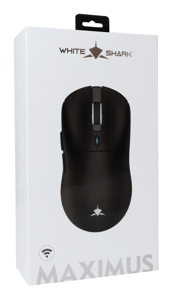 White Shark MAXIMUS, Ambidextrous, Optisk, Bluetooth, 26000 DPI, Svart