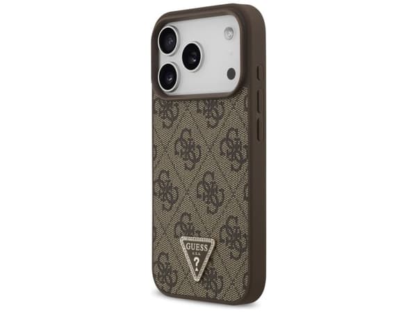 Etui Guess Leather 4G Triangle StrassMagSafe do iPhone 18 Pro / 17 Pro brazowy