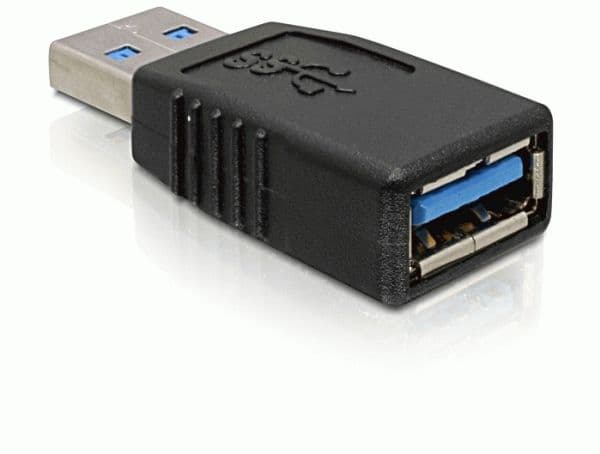 DeLOCK USB 3.0-A Adapter, USB-A, USB-A, Musta