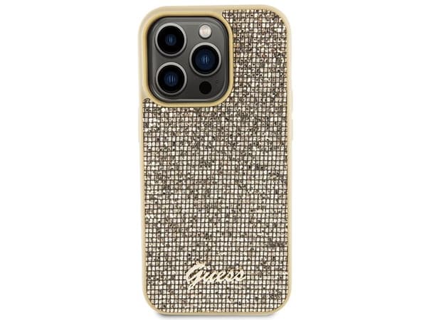 Guess Disco metal script-deksel til iPhone 15 Pro - gull
