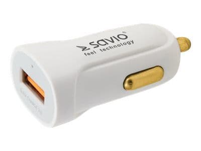 SAVIO SA-05/W - Bilstrømadapter - 3 A - QC 3.0 (USB) - hvit