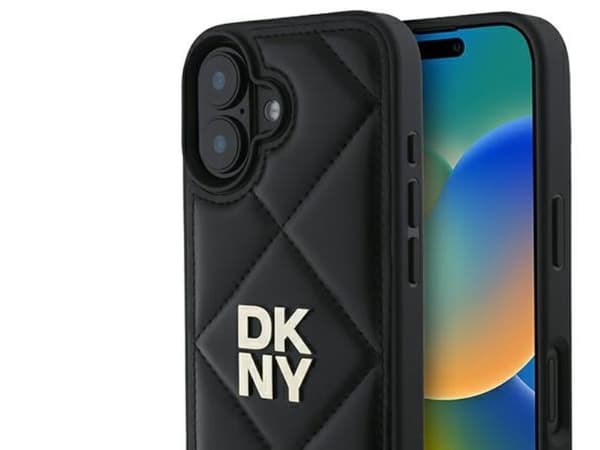 DKNY DKHCP16SPQDSLK iPhone 16 6,1" svart Quilted Stack Logo