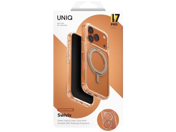 Uniq Swivix roterbart kickstand-skydd 360 för iPhone 17 Pro - guld