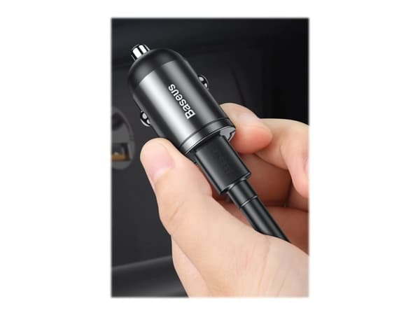 Baseus Tiny Star Mini - Bilstrømadapter - 30 watt - 3 A - PD 3.0, QC 4.0+ (USB-C) - grå