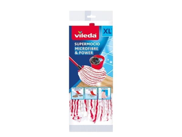 Vileda Microfibre & Power, Moppehode, Rød, Hvit, Fiber, 1 stykker