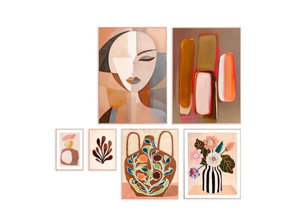 ONE GALLERY Modern Graphic – 6 indrammede grafiske kunsttryk