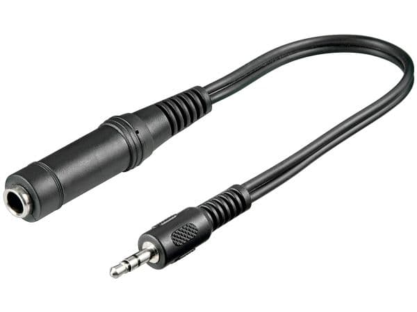 Goobay 50470, 3.5mm, Hankjønn, 6.35mm, Hunkjønn, 0,2 m, Sort
