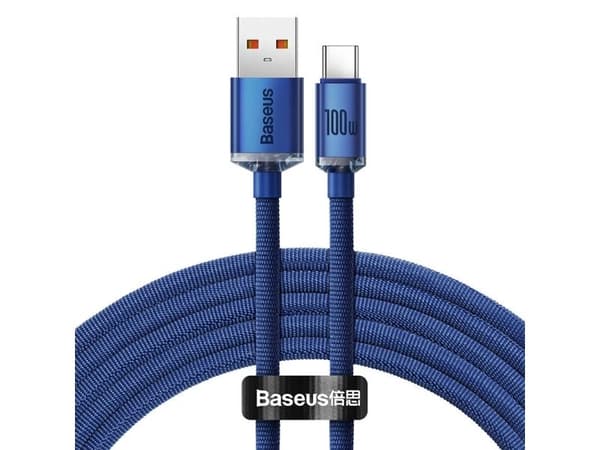 Baseus Crystal Shine USB til USB-C-kabel 100W 2 m, blå