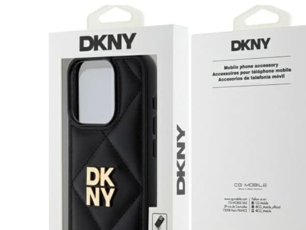 DKNY Quilted Stack Logo-etui til iPhone 15 Pro - svart