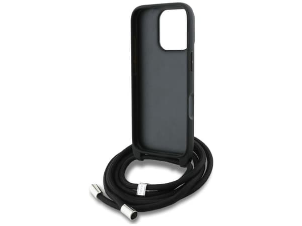 Karl Lagerfeld Crossbody Grained Pattern &amp; Logo Case for iPhone 16 Pro Max - Gray