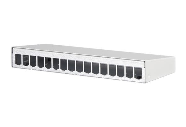 BTR E-DAT modul - Ytmonteringsbox för nätverk - väggmontering - CAT 6a - kritvit, RAL 9010 - 16 portar