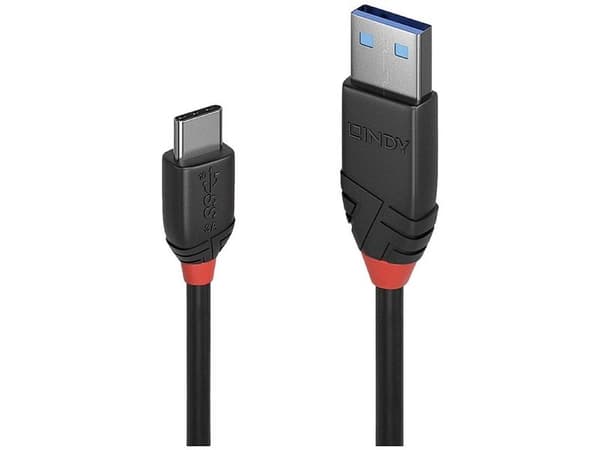 Lindy USB 3.1 Kabel Typ C/A Black Line M/M 0.15m