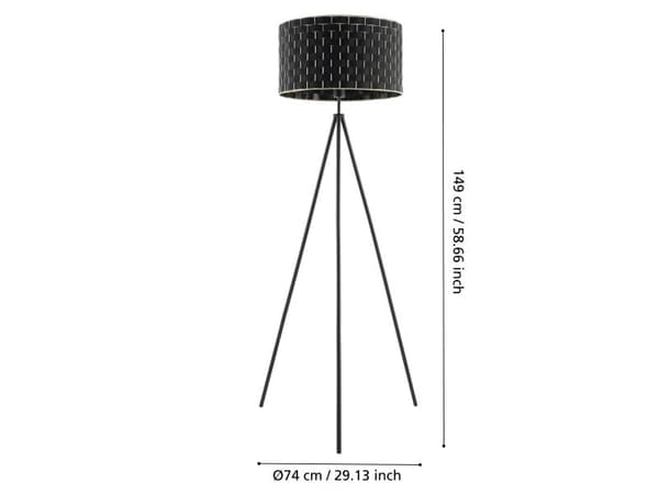 EGLO MARASALES gulvlampe E27 H1490 sort/BM