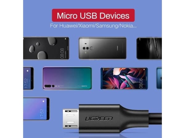 Kaapeli USB do Micro USB UGREEN QC 3.0 2.4A 0.5m (czarny)