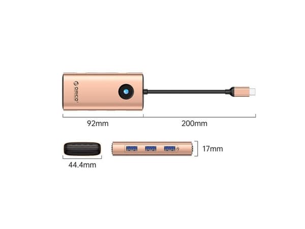 Orico USB-C dokkingstasjon PW11 6-i-1 rosa/gull