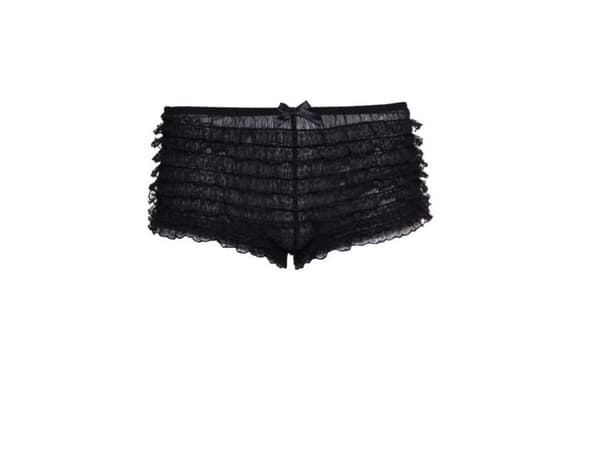 Sort hotpants med flæser XL
