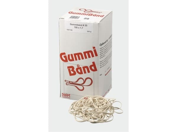 Elastik, 120 x 5 mm, vit, förpackning med 500 g