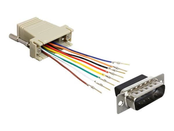 DeLOCK 65432, Sub-D 15p, RJ45, Musta, Harmaa, Hopea