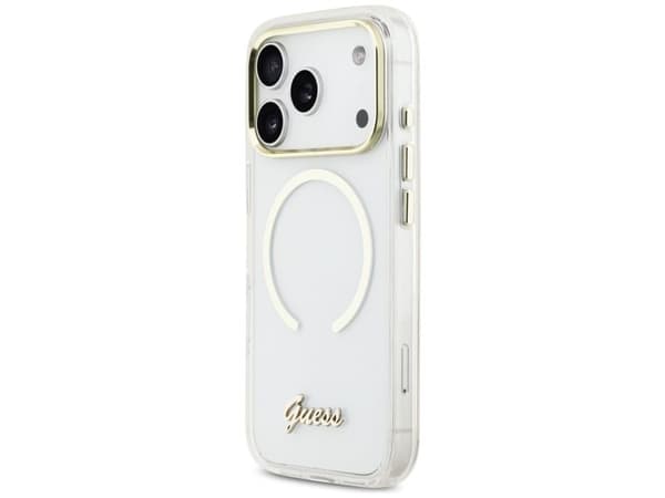Guess IML Script metall MagSafe-skal till iPhone 17 Pro - klar