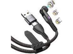 USB-kabel STATIK USB-A + USB-C - USB-C + microUSB + Lightning 2 m - svart (PUP-0520-6FT)