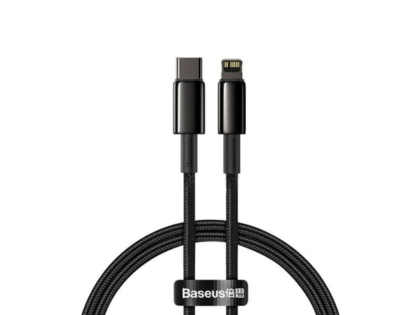 Baseus Tungsten Gold, 1 m, Lightning, USB C, Hankjønn, Hankjønn, Sort